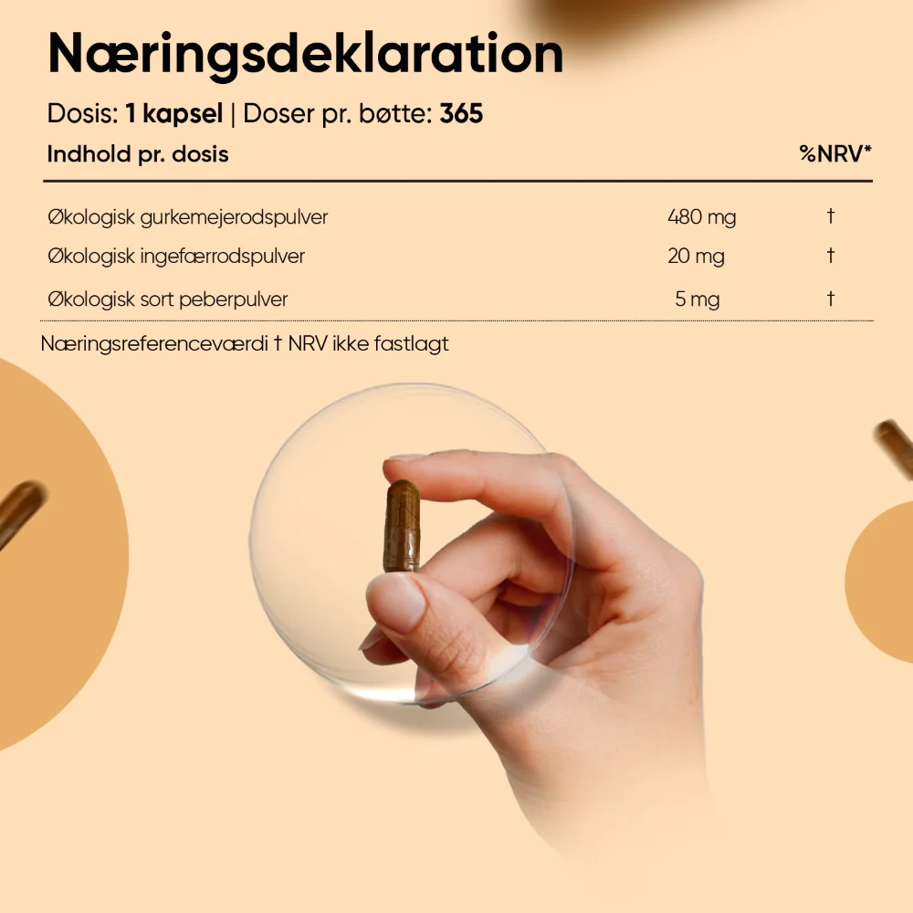 Økologisk Gurkemeje med Ingefær og Sort Peber 505mg - Image 4