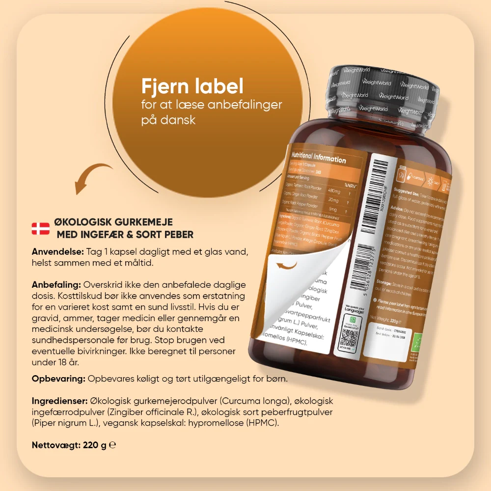 Økologisk Gurkemeje med Ingefær og Sort Peber 505mg - Image 5